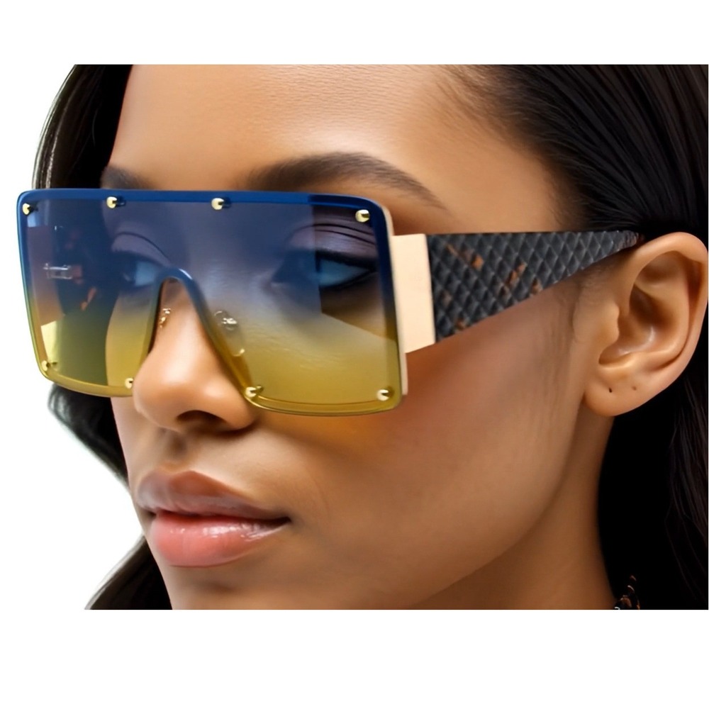 Oversized Modern Retro Shield Party Raver Club DJ SUN GLASSES Large Beach Lentes